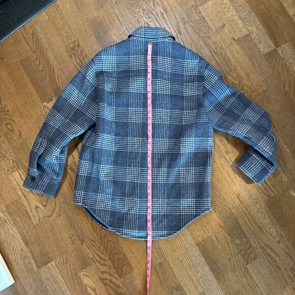 Reformation Giles Plaid Wool Shirt Jacket / Blue / M - Picture 16 of 16